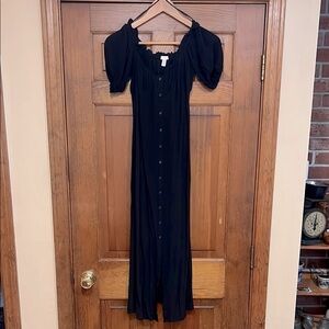 H&M Black Button-Down Maxi Dress